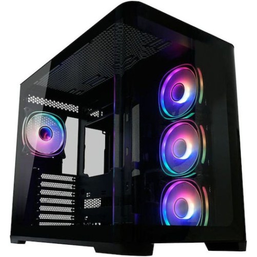 LC-Power Gaming 8001B Pro-Storm Light Midi Tower Κουτί Υπολογιστή με Πλαϊνό Παράθυρο και RGB Φωτισμό Μαύρο