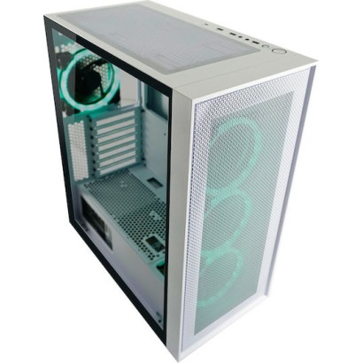 LC-Power Gaming Wanderer X Midi Tower Κουτί Υπολογιστή με Πλαϊνό Παράθυρο και RGB Φωτισμό Λευκό