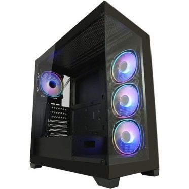 LC-Power Seamless_Pale_X Midi Tower Κουτί Υπολογιστή με Πλαϊνό Παράθυρο και RGB Φωτισμό Μαύρο