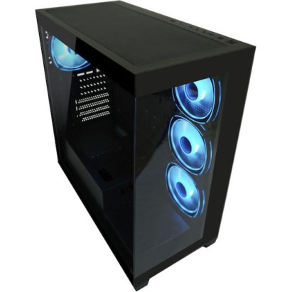 LC-Power Seamless_Pale_X Midi Tower Κουτί Υπολογιστή με Πλαϊνό Παράθυρο και RGB Φωτισμό Μαύρο