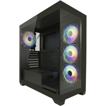 LC-Power Seamless_Pale_X Midi Tower Κουτί Υπολογιστή με Πλαϊνό Παράθυρο και RGB Φωτισμό Μαύρο