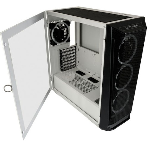 LC-Power 805BW Holo-1_X Gaming Midi Tower Κουτί Υπολογιστή με Πλαϊνό Παράθυρο Λευκό