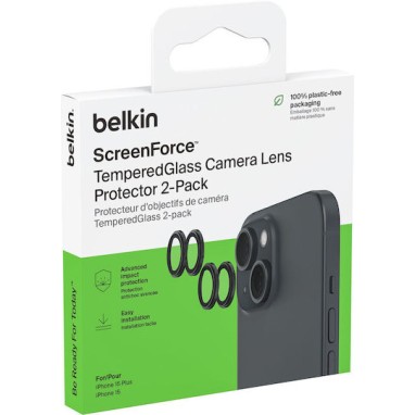 Belkin Προστασία Κάμερας Tempered Glass Μαύρο για το iPhone 15, iPhone 15 Plus