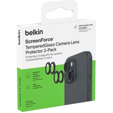 Belkin Προστασία Κάμερας Tempered Glass Μαύρο για το iPhone 15, iPhone 15 Plus