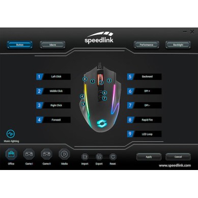 SpeedLink Decus NX RGB Gaming Ποντίκι 12800 DPI Μαύρο
