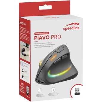SpeedLink Piavo Pro Ασύρματο Εργονομικό Vertical Ποντίκι Μαύρο