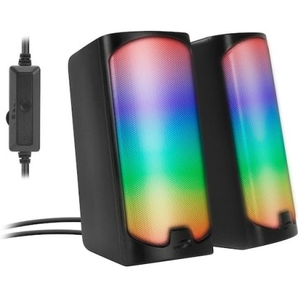 SpeedLink Tonos Ηχεία Υπολογιστή 2.0 με RGB Φωτισμό και Ισχύ 12W σε Μαύρο Χρώμα