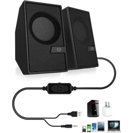 Conceptronic BJORN Ηχεία Υπολογιστή 2.0 με Bluetooth και Ισχύ 6W Μαύρα