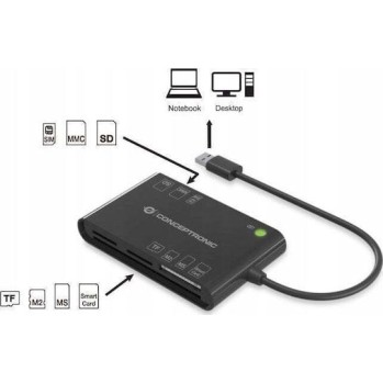 Conceptronic Card Reader USB 3.0 για SD/microSD/MemoryStick