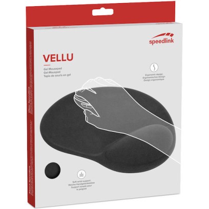 SpeedLink VELLU Gel Mousepad Black Mouse Pad με Στήριξη Καρπού Μαύρο SL-6211-SBK-01