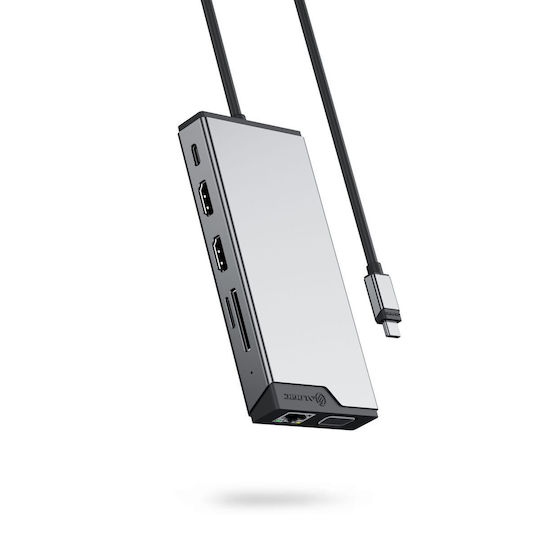 Alogic 12-in-1 USB-C Docking Station με HDMI 4K PD Ethernet και σύνδεση 3 Οθονών Γκρι