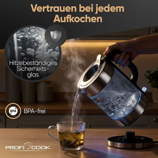 Profi Cook PC-WKS 1322 G Βραστήρας 1.7lt 2200W Ασημί