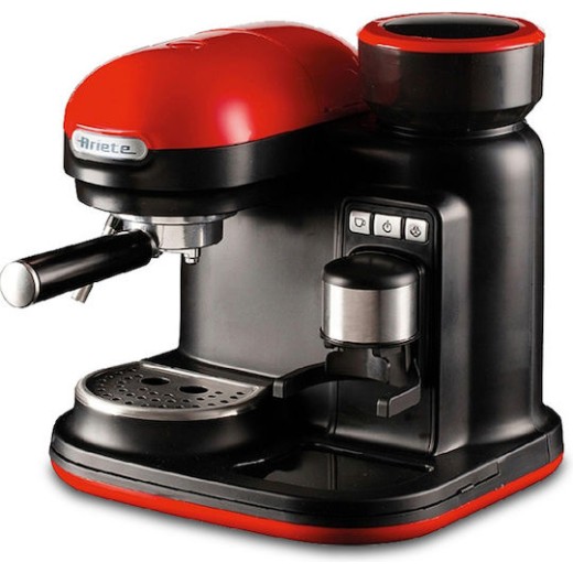 Ariete 1318/00 Αυτόματη Μηχανή Espresso 1080W Πίεσης 15bar με Μύλο Άλεσης Κόκκινη