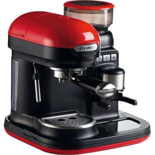 Ariete 1318/00 Αυτόματη Μηχανή Espresso 1080W Πίεσης 15bar με Μύλο Άλεσης Κόκκινη
