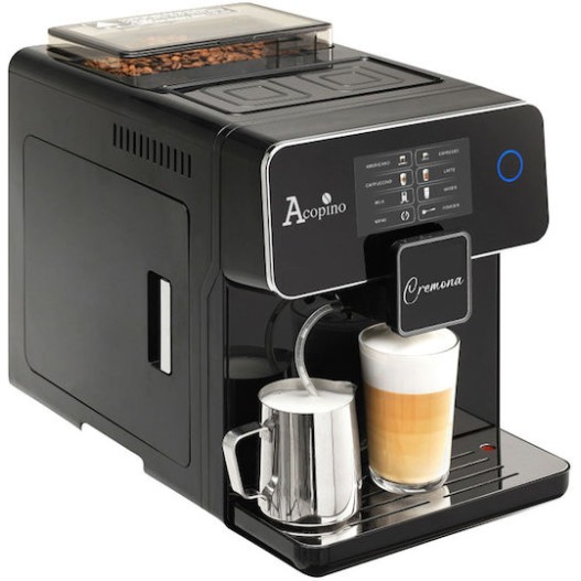 Acopino Cremona Αυτόματη Μηχανή Espresso 1500W Πίεσης 19bar με Μύλο Άλεσης Μαύρη