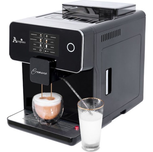 Acopino Cremona Αυτόματη Μηχανή Espresso 1500W Πίεσης 19bar με Μύλο Άλεσης Μαύρη