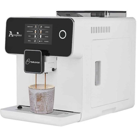Acopino Cremona Αυτόματη Μηχανή Espresso 1500W Πίεσης 19bar με Μύλο Άλεσης Λευκή