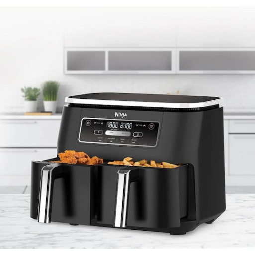 Ninja Foodi Dual Zone Air Fryer με Διπλό Αποσπώμενο Κάδο 7.6lt Μαύρο
