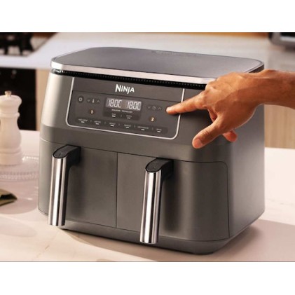Ninja Air Fryer με Διπλό Αποσπώμενο Κάδο 7.6lt Γκρι DZ300EU