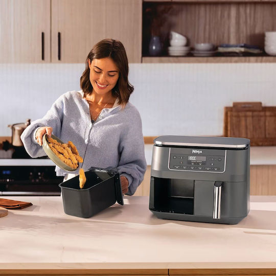 Ninja Air Fryer με Διπλό Αποσπώμενο Κάδο 7.6lt Γκρι DZ300EU