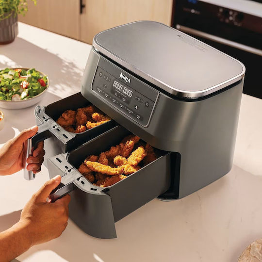 Ninja Air Fryer με Διπλό Αποσπώμενο Κάδο 7.6lt Γκρι DZ300EU
