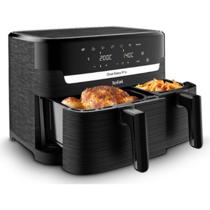 Tefal Dual Easy Air Fryer με Διπλό Αποσπώμενο Κάδο 8.3lt Μαύρο