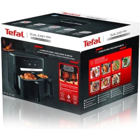 Tefal Dual Easy Air Fryer με Διπλό Αποσπώμενο Κάδο 8.3lt Μαύρο