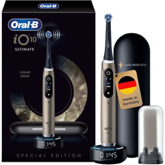 Oral-B Io10 Ηλεκτρική Οδοντόβουρτσα με Αισθητήρα Πίεσης και Θήκη Ταξιδίου Χρυσή