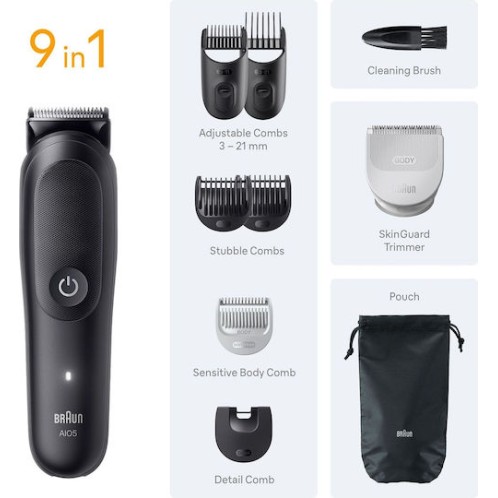 Braun All-in-one Series 5 Σετ Επαναφορτιζόμενης Κουρευτικής Μηχανής Μαύρο AIO5540