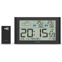 Hama Wetterstation Sylt Mit Außensensor Funk Schwarz 222216