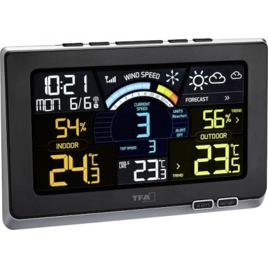 TFA Spring Breeze 35.1140.01 Ασύρματος Μετεωρολογικός Σταθμός Ψηφιακός Επιτραπέζιος Μαύρος