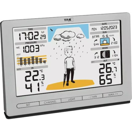 TFA 35.1097.54 Ασύρματος Μετεωρολογικός Σταθμός Ψηφιακός Επιτραπέζιος Ασημί