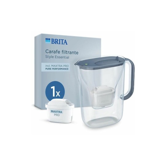 Brita Style Essential Κανάτα Σερβιρίσματος Πλαστική Stone Blue με Φίλτρο 2400ml
