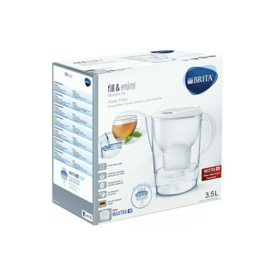 Brita Fill & Enjoy Marella XL Κανάτα Σερβιρίσματος Πλαστική White με 1 Ανταλλακτικό Φίλτρο Μaxtra+ 3500ml