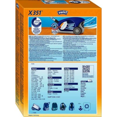 Swirl X351 Σακούλες Σκούπας 4τμχ Συμβατή με Σκούπα Hoover