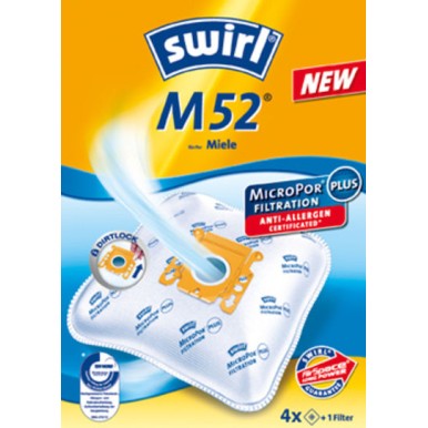 Swirl M52 Σακούλες Σκούπας 4τμχ Συμβατή με Σκούπα Miele