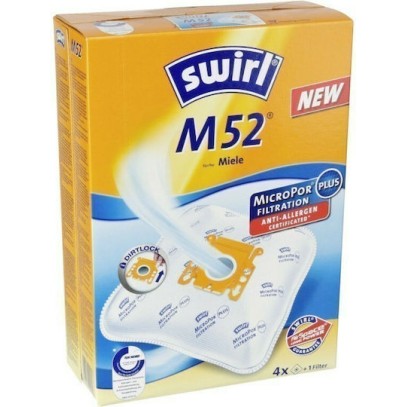 Swirl M52 Σακούλες Σκούπας 4τμχ Συμβατή με Σκούπα Miele