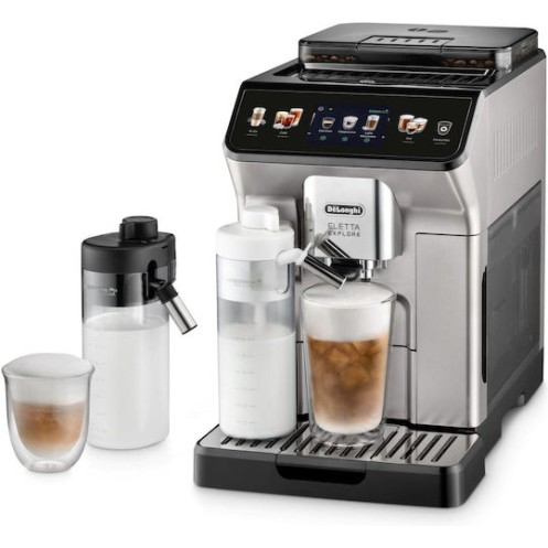 De'Longhi Eletta Explore Αυτόματη Μηχανή Espresso 1450W Πίεσης 19bar για Cappuccino με Μύλο Άλεσης Ασημί