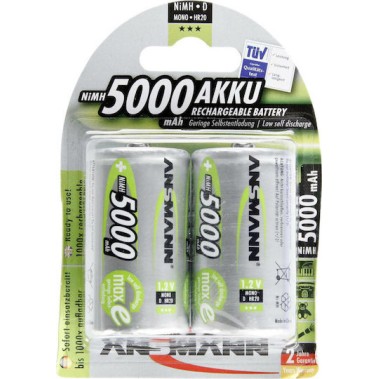 Ansmann Επαναφορτιζόμενες Μπαταρίες D Ni-MH 5000mAh 1.2V 2τμχ