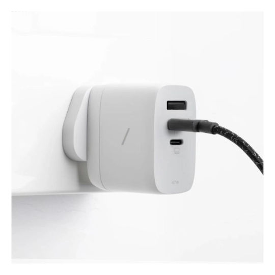 Native Union Φορτιστής Χωρίς Καλώδιο GaN με 2 Θύρες USB-A και Θύρα USB-C 67W Power Delivery Λευκός