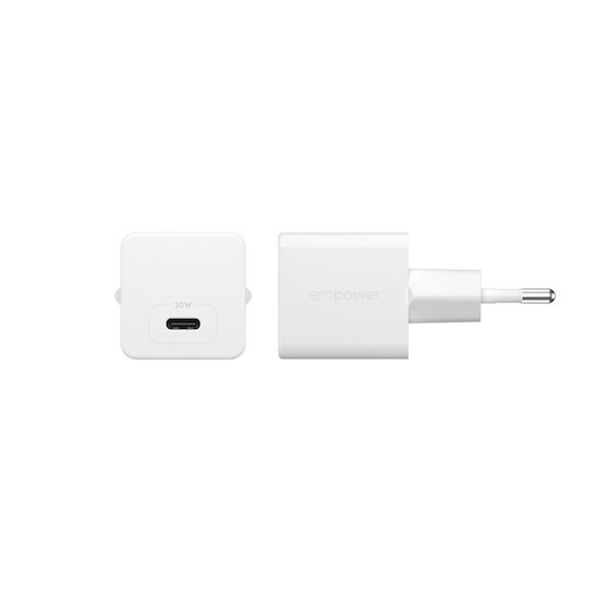 Empower by PanzerGlass Φορτιστής Χωρίς Καλώδιο GaN με Θύρα USB-C 30W Power Delivery Λευκός (EM52411)