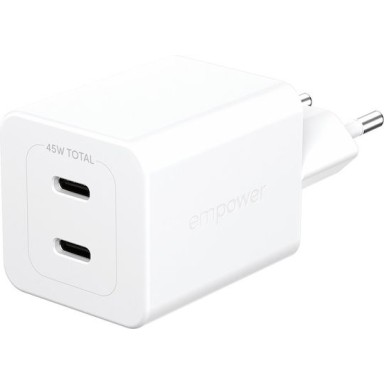 Empower by PanzerGlass Φορτιστής Χωρίς Καλώδιο GaN με 2 Θύρες USB-C 45W Ασημί (EM58685)