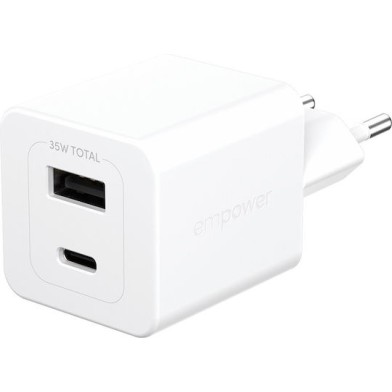Empower by PanzerGlass Φορτιστής Χωρίς Καλώδιο GaN με Θύρα USB-A και Θύρα USB-C 35W Silver White (EM94326)