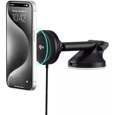 iOttie Βάση Κινητών Αυτοκινήτου iOttie Velox Mini Qi2 για Ταμπλό / Παρμπρίζ με Βεντούζα / Ασύρματη Μαγνητική Φόρτιση MagSafe 15W & Φορτιστής Αυτοκινήτου 20W