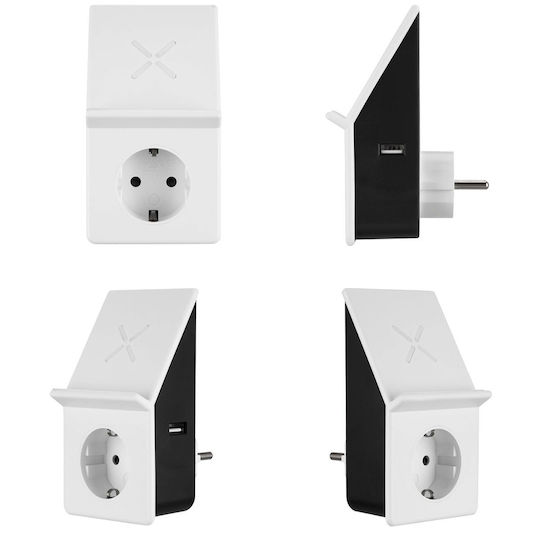 REV Φορτιστής Χωρίς Καλώδιο με Θύρα USB-A 12W Λευκός (USB Charger with Wireless Charging Cradle)