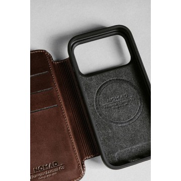 Nomad Horween Modern Folio Wallet Δερμάτινο / Σιλικόνης 2mm Μαύρο (iPhone 17 Pro Max)