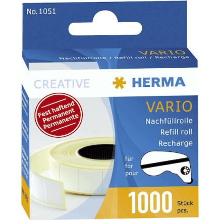 Herma 1000 Αυτοκόλλητες Ετικέτες Vario Hermafix Refill Pack Ορθογώνιες σε Λευκό Χρώμα 12x13mm