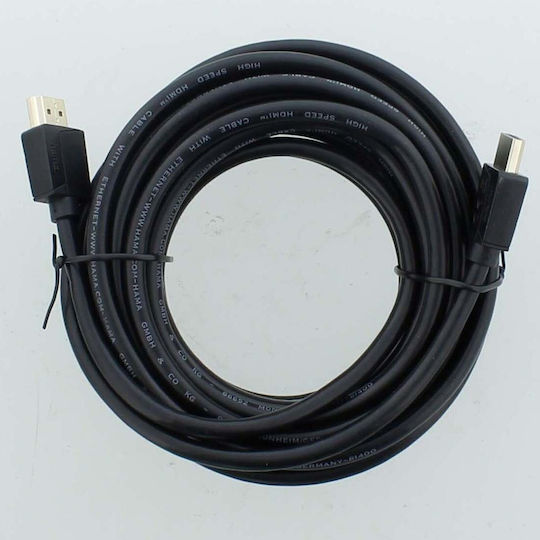 HAMA High Speed HDMI 1.4 High Speed 1080p 120Hz Braided Cable HDMI male - HDMI male 5m Μαύρο