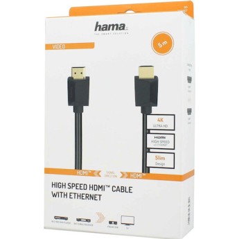 HAMA High Speed HDMI 1.4 High Speed 1080p 120Hz Braided Cable HDMI male - HDMI male 5m Μαύρο