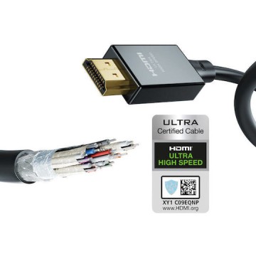 Inakustik HDMI 2.1 Ultra High Speed 48Gbps 4K 120Hz HDR VRR Cable HDMI male - HDMI male 2m Μαύρο